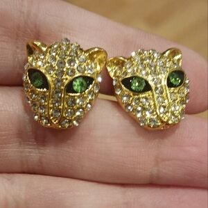 Leopard Gold 18K Plated Diamond Stud Earrings